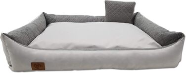 Ліжко для собак Odolplusz XXL - велике ліжко-софа для собак, м'яке собаче ліжко з подушкою | Знімний та пральний чохол [120x80 см, сірий] Сірий L 120 x W 90 x H 19 см