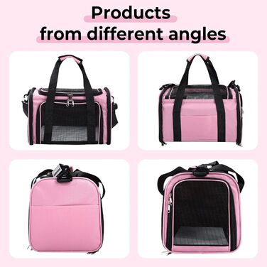 Транспортна переноска для кота та собаки до 5.5 кг, рожева, 40x25x25 см