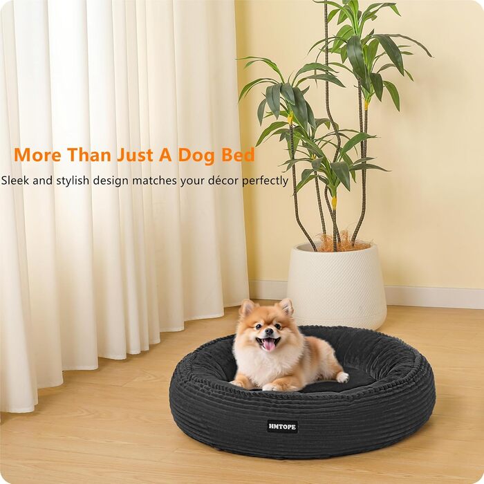 Кругле ліжко для собак та котів, зручне та миється, Ø 60 см, темно-сірий кошик для собак, ліжко-подушка, 60x60x18 см