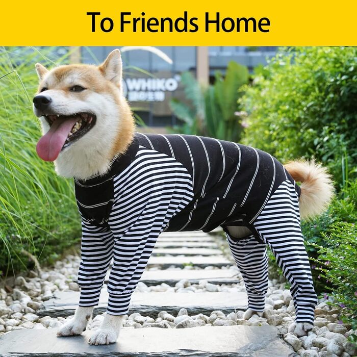 Піжама для собак після операції, комбінезон з довгим рукавом, чорний, для захисту рани, альтернатива комірцю (M, 1 шт.)