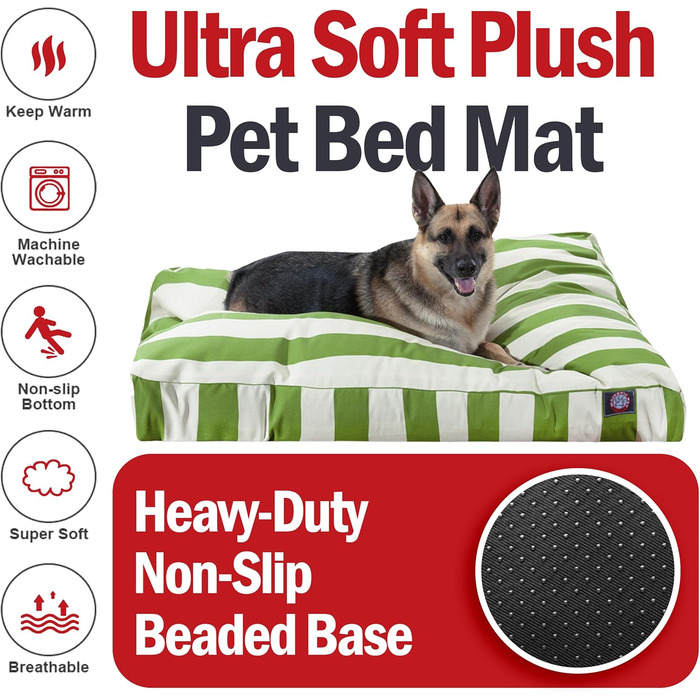 Велике лежак для собак Majestic Pet прямокутний, XL, 127x107x13 см, салатовий, знімний, зручний, неслизький, для дому