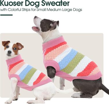 Теплий пуловер для собак Kuoser, рожевий, M - тепла флісова одіяг для собак маленьких та середніх порід на зиму