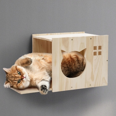 Настінний будиночок для котів Jumi XL, дерев'яний, колір бежевий екру