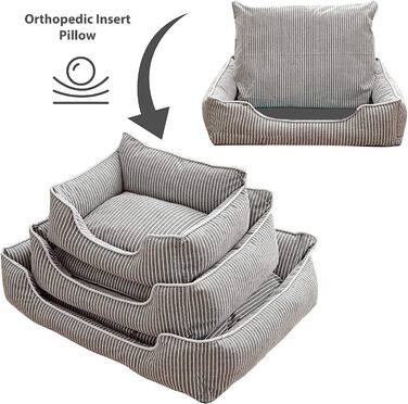 Ортопедичне ліжко для собак Petcute Hautierbett, зручне та миюче, для маленьких собак, знімний чохол (M, сірий)