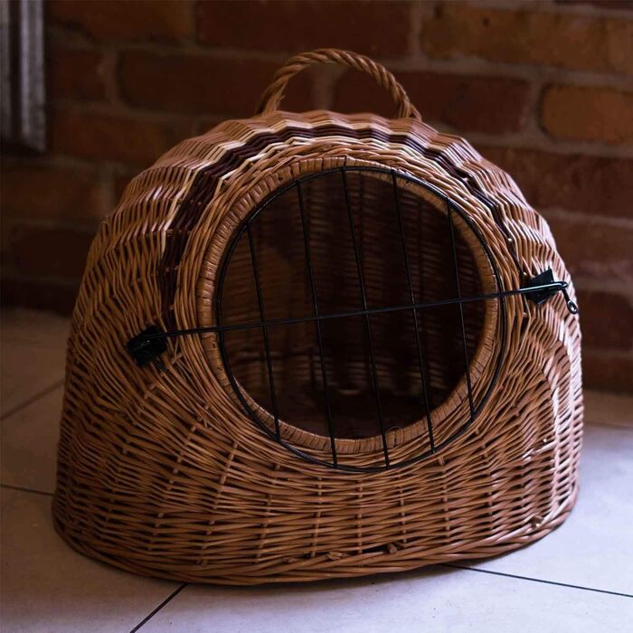 Транспортний кошик для кота Decorwelt з ротангу, 43x52x37 см | Кошик для кота та собаки | Переноска для тварин