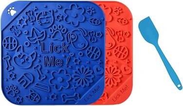 Килимок для собак та котів Leckmatte 2 шт. з присосками + лопатка, повільний годівник, антиковзаюча поверхня, зменшує нудьгу та тривогу, для корму, ласощів, йогурту, арахісової пасти (20x20 см, колір C)