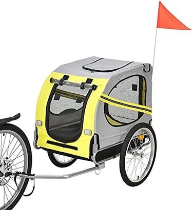 Фahrрадна причеп для собак, складний, Oxford Tuch, з відбивачами, 73x137x90 см, до 40 кг, червоно-чорний A (жовтий A)