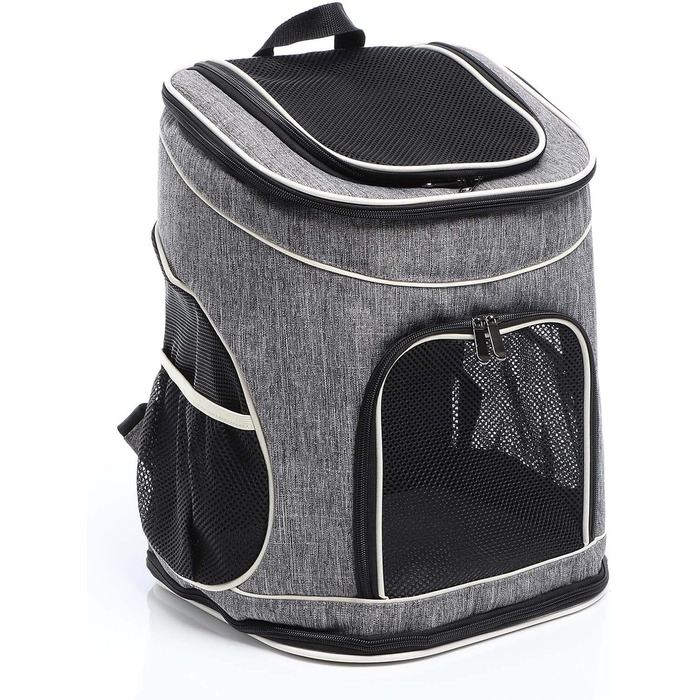 Рюкзак для собак та котів Fudajo: 32x27x40 см, до 6 кг, чорно-сірий, для подорожей