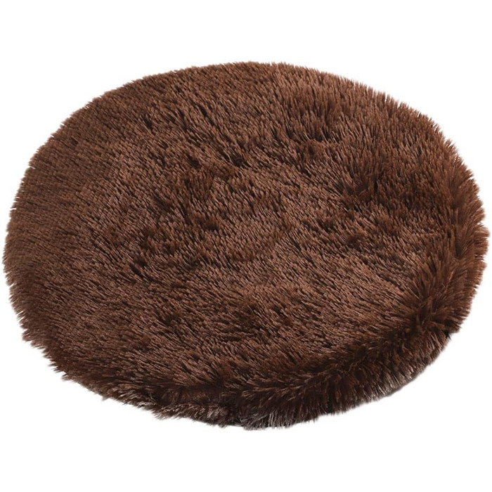 Кругла килимок для собак та котів з штучного хутра, 40 см, колір кава