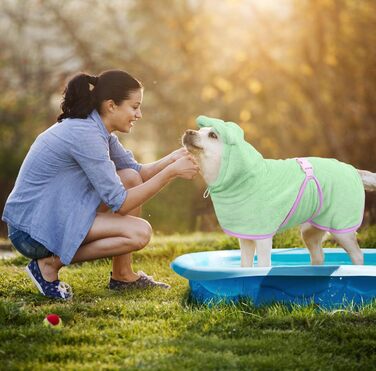 Рушник для собак Mosucoir з мікрофібри, з капюшоном, зелений (M)