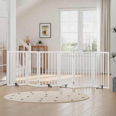 Гілка для собак з бамбука, перегородка для кімнати, 3 панелі, ширина 55 дюймів, білий колір