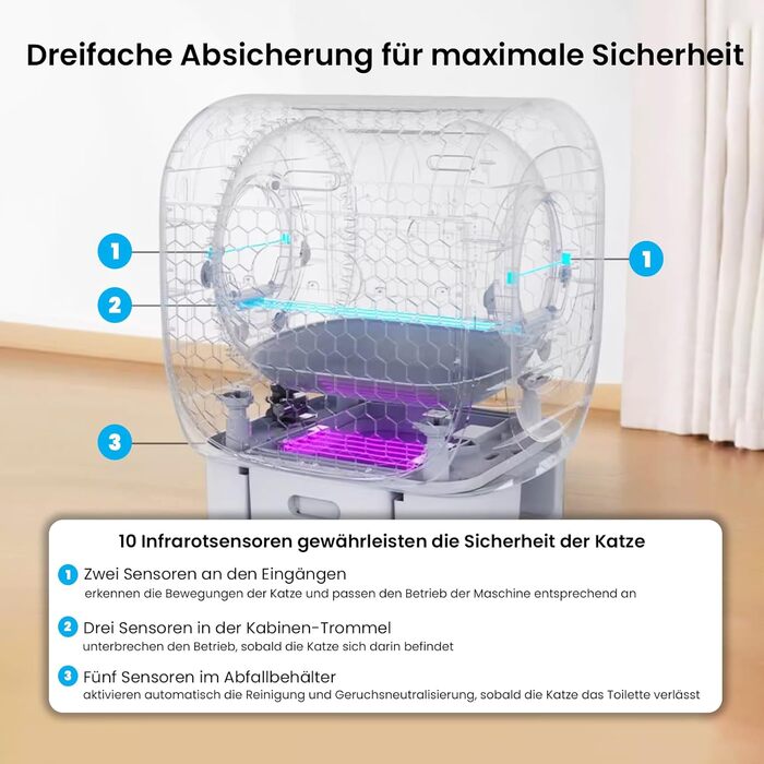 AstroPet 101L Самоочищаючий туалет для котів XXL, автоматичний лоток для кількох котів, з двома входами, UV-стерилізацією, дезодорацією іонізатором, керуванням з клавіатури