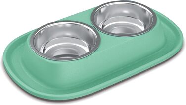 Миска для кота Patam Doppel з нержавіючої сталі з антиковзною підкладкою, італійського виробництва, Jerry Grün