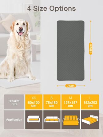 Водонепроникний килимок для собак, диванів та ліжок, захист від шерсті та подряпин, 76x180 см