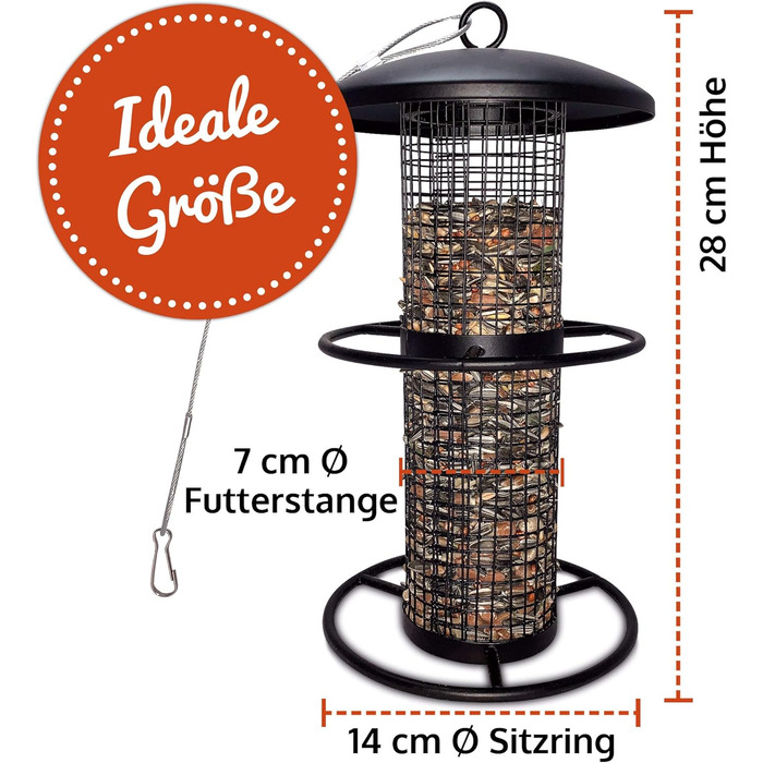 Годівниця для птахів Zooprinz Premium XL з міцними кільцями та захисним дахом – стійка до погодних умов та довговічна – для годівниць Meisenknödel 34716