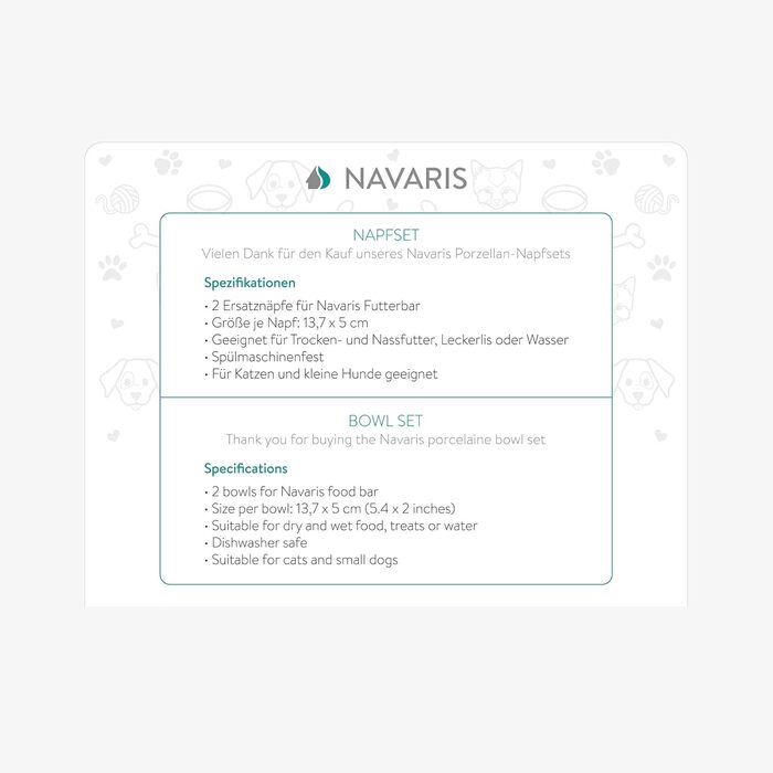 Набір мисок для котів та собак Navaris - миска для котів та собак з кераміки, набір - миска для корму, миска для води, миється в посудомийній машині (Style 2)