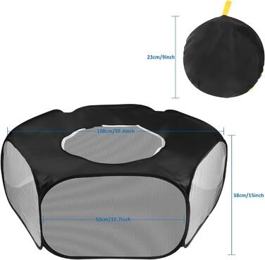Клітка-ігровий майданчик для дрібних тварин, розкладний вольєр для кроликів, хом'яків, шиншил, кошенят та цуценят (чорний)