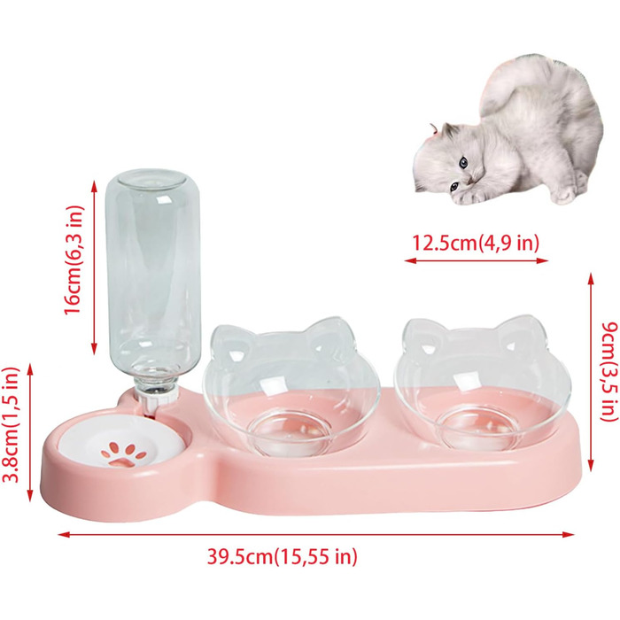 Автоматичний поїльник для котів та собак | Набір мисок з дозатором води | Безпечний, знімний, BPA-Free (Рожевий)