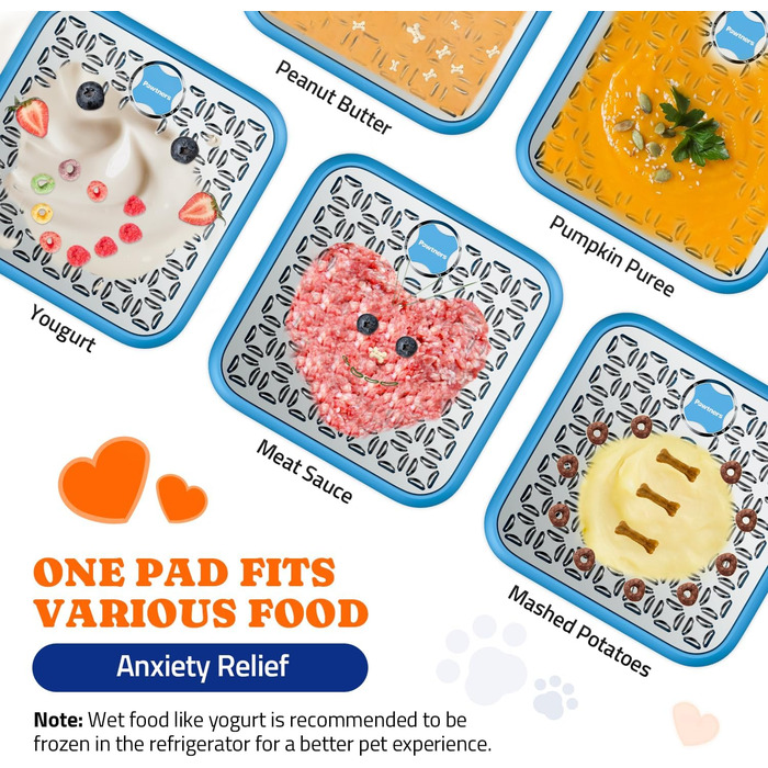 Килимок для ласощів для собак: 2 шт. з нержавіючої сталі, для котів, великих порід собак, повільний годівниця для собак, для догляду за шерстю, зменшує нудьгу та тривогу, блакитний