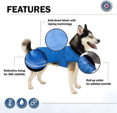 Теплий водонепроникний зимовий одяг для собак Hugglepets Arctic Armour, фіолетовий, XL, 60 см, з відбиваючим флісом для великих собак, регульована застібка-липучка та блискавка