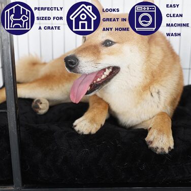 Клітка для собак середнього розміру, 76,2 см, чорна, з м'яким ліжком, 30'x20'x4', до 18 кг