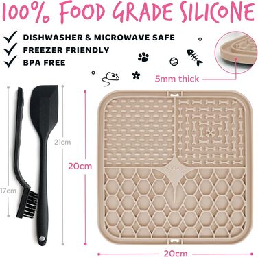 Килимки для годування собак та котів Bugalugs Licky Mats - 2 шт. (зелений та бежевий), 100% харчовий якість, BPA-free, зменшують стрес та тривогу