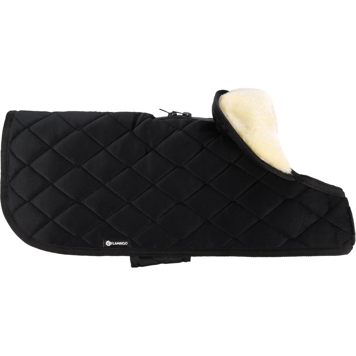 Зимовий теплий нашийник для собак Flamingo Jaffa чорного кольору, 55 см, з флісовою підкладкою, водовідштовхувальний, з клямками, для повірця, високий комір, XL