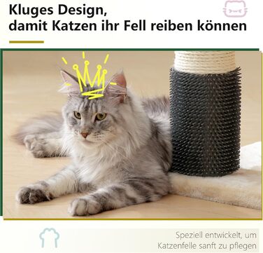 Великий котячий комплекс Hey-brother XXL для мейн-кунів, 168 см, з гамаком, сизалевими стовпами (φ11 см), кігтеточками, 2 платформами, будиночком, корзиною, бежевий EMPJ01M