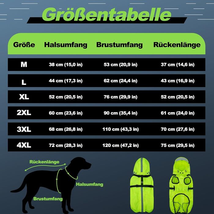 Водонепроникний дощовик для собак OUOBOB з відкидною капюшоном та світловідбиваючими смугами, H-подібне кріплення, розмір M, колір: Neon Green