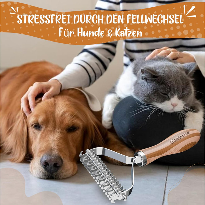 Двостороння щітка для собак та котів 2в1: щітка для підшерстка та гребінець для підшерстка, бамбук, розмір M-L