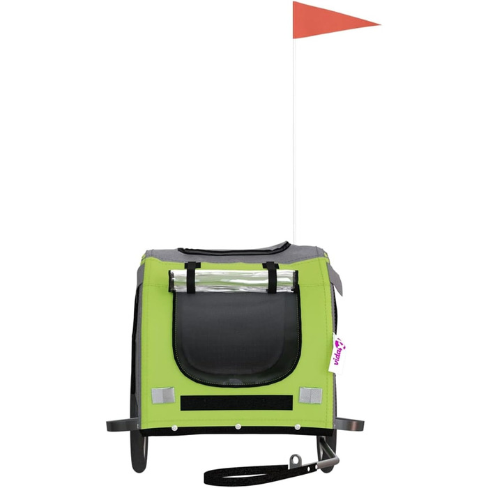 Фургон для собак Fasba: велосипедний причіп для собак, котів та інших тварин з відбивачами та прапорцем. Зелено-сірий, матеріал: оксфордська тканина та метал.