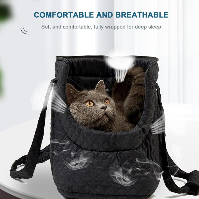 Сумка-переноска для собак та котів з бавовни, чорна. Легка переноска для цуценят, собак, котів. З кишенями.