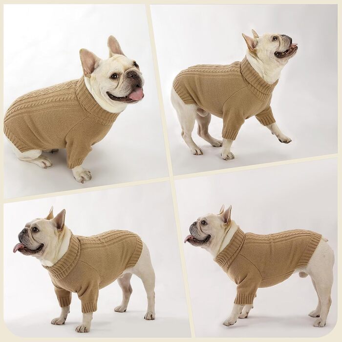 Теплий зимовий пуловер для собак (L, Коричневий) - пуловер для маленьких, середніх собак, цуценят та котів