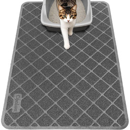 Килимок для котячого туалету Conlun Katzenklo Matte, сірий/чорний, 89x58/119x89 см, сітка для контролю розсипання, вологостійкий