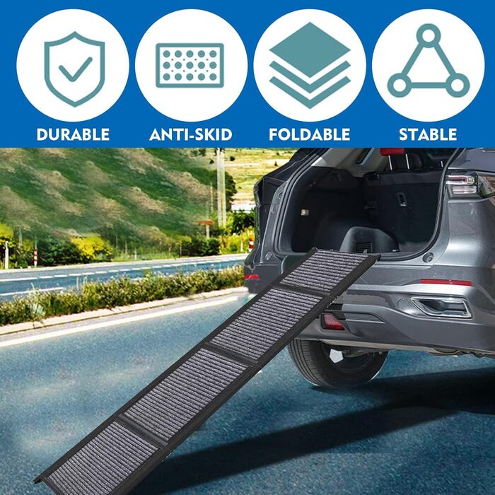 Східці для собак у машину, 170 см, чорні, металеві, до 150 кг, складані, з антиковзким покриттям, для великих собак та SUV