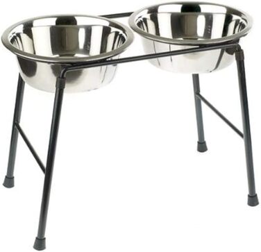 Двомиска для собак Classic Pet Products з високою підставкою, 2 × 1600 мл, нержавіюча сталь, 30 см