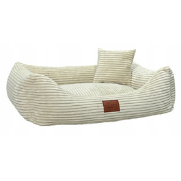 Лежанка для собак Leo4dog з вельвету, знімний чохол для прання, бежевий, L (100x80 см)