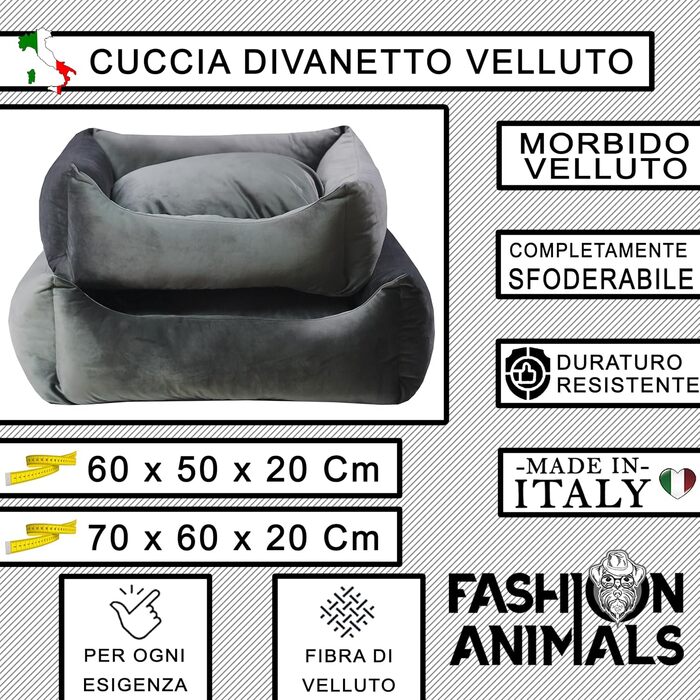 М'яке лежанка для собак та котів з блискавкою – знімне покриття з бавовняного полотна – 2 розміри (M, сірий)