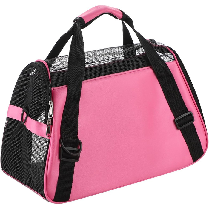 Транспортна сумка для собак та котів: рожева, складна, з регульованим плечовим ременем, 42 x 20 x 25.5 см