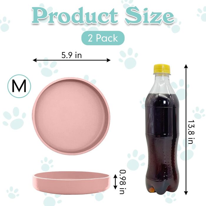 Набір мисок для котячого корму Apatal з нержавіючої сталі, 15 см, набір з 2 мисок, зручні для котів, підходять для сухого та вологого корму, блакитний/рожевий