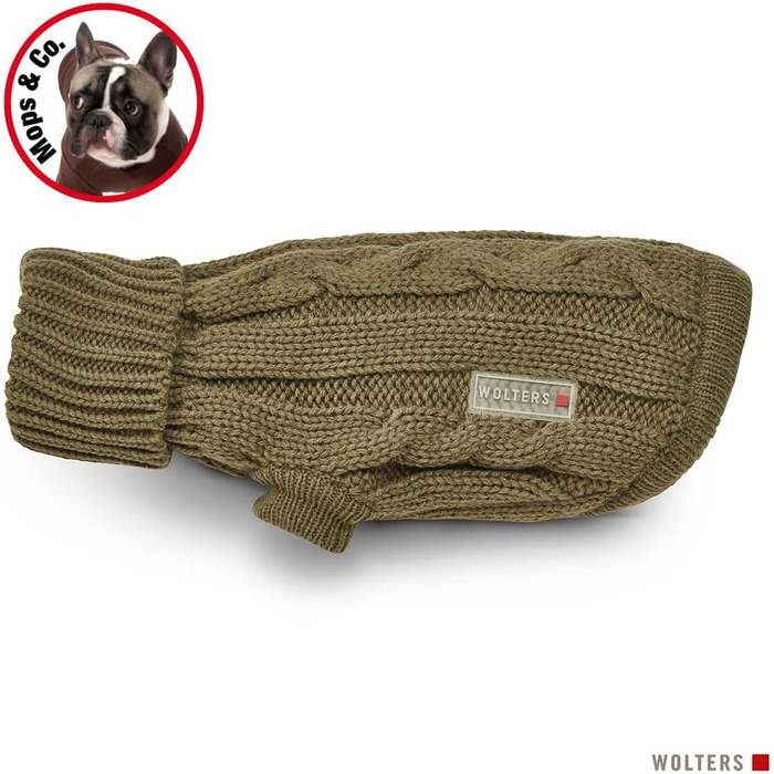 Вольтерс: светр з в'язаним візерунком для мопсів та компанії, розмір 30 см, колір оливковий