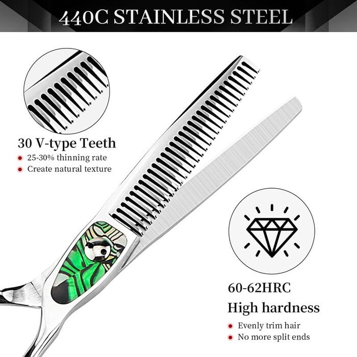 Набір ножиць для грумінгу собак 6 дюймів: прямі та розріджуючі ножиці для професійного догляду за шерстю.