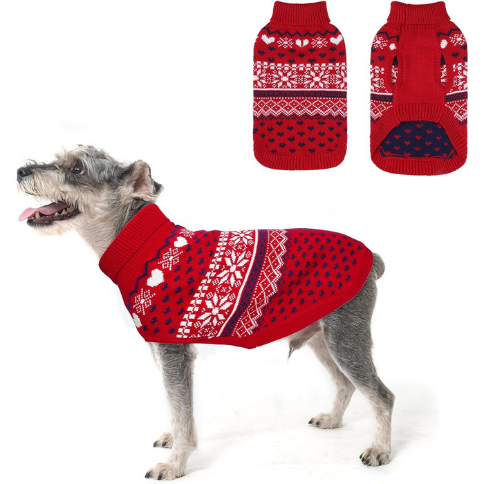 Пуловер для собак SCENEREAL: теплий, стильний, для будь-якої породи. Ідеальний для зими, свят та відпочинку. Червоний, без шапки, X-Small