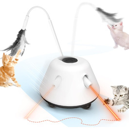 Інтерактивна іграшка для котів TGFIX 3 в 1 – електрична, з колесами та лазером, інтелектуальна іграшка, уникає перешкод, чорна