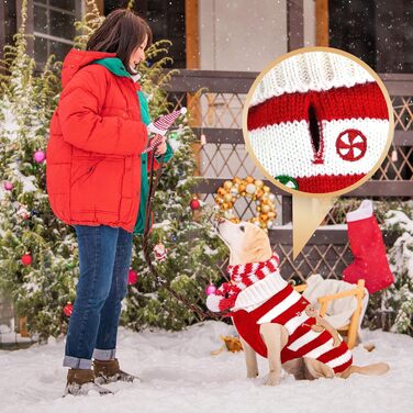 Теплий зимовий светр для собак з малюнком імбирного пряника, червоний, розмір XX-Large