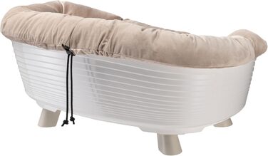 Підвищене ліжко для собак та котів Ferplast Throne, з бавовняним матрацом, білий, 61.5 x 45 x 26 см