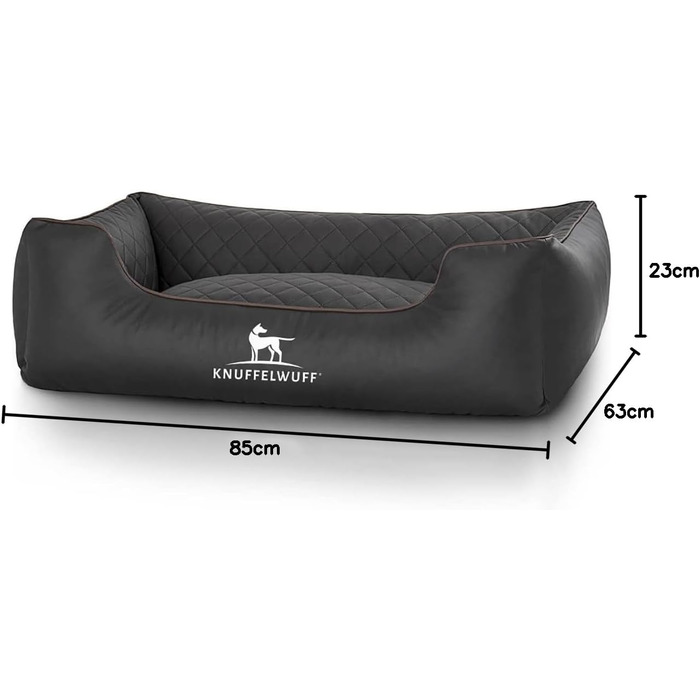 Крісло-ліжко для собак Knuffelwuff Milan, чорний кошик для собак з штучної шкіри, 85 x 63 x 23 см, M-L, зручне та миється