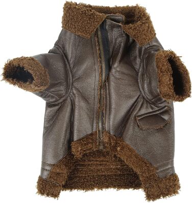 Зимовий шкіряний теплий одяг для собак Pssopp, куртка з PU-шкіри, зручний підклад з фетру, для маленьких, середніх та великих собак, розмір M