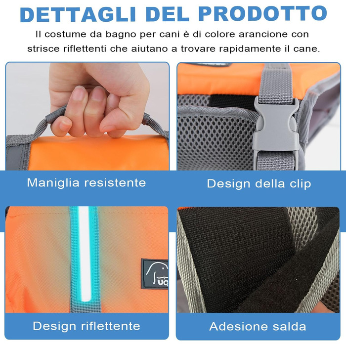 Рятувальний жилет для собак, безпечний жилет для плавання, регульований розмір, з міцним ручним захватом (S) Small