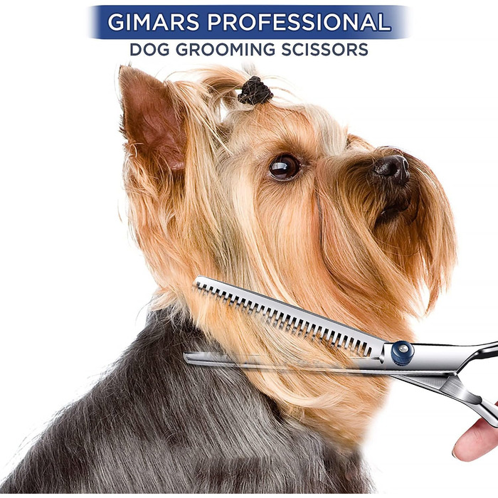 Набір для грумінгу собак та котів Gimars 3 в 1: професійні ножиці з титановим покриттям, безпечні наконечники, прямі, вигнуті та тонкі ножиці, гребінець